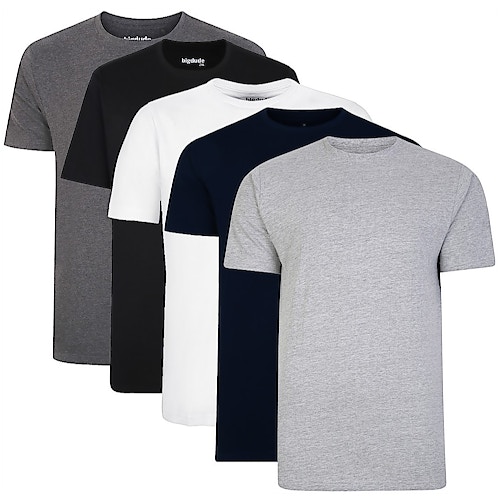 Bigdude 5 Pack Plain T-Shirts